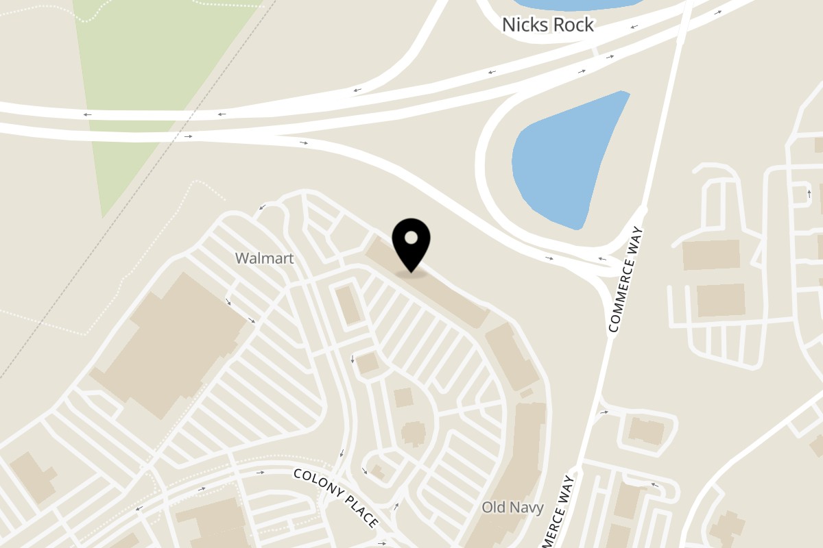 Map showing the location of Sushi Joy on 124 Colony Village Drive in Plymouth